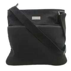 グッチ GUCCI ショルダーバッグ クロスボディ 斜め掛け ロゴプレート ナイロンキャンバス 黒 ブラック 141626 /FF