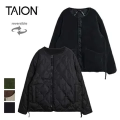 タイオン TAION ダウンジャケット R104BML ミリタリー リバーシブル クルーネック ダウンジャケット MILITARY R CREW NECK DOWN JKT ブラック モカ オリーブ M / L / XL