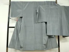 平和屋着物●男性　紬　アンサンブル　桔梗鼠色　正絹　逸品　DABB0624ud