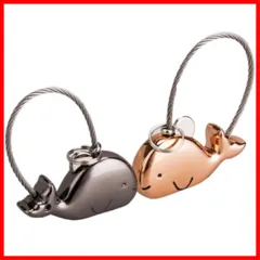 [ケーエルユー] ペア キーホルダー カップル お揃い キーリング 鍵 かわいい 動物 ブラック ピンクゴールド 2個セット