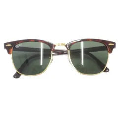 レイバン RAY BAN CLUBMASTER サングラス 49□21-140 アイウェア 度あり べっ甲柄 茶 ブラウン レンズ緑 グリーン RB-3016 /AE