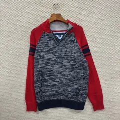 Tommy Hilfiger トミーヒルフィガー 刺繍 ロゴ ハーフジップ ニット L M10196