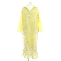 グレースコンチネンタル GRACE CONTINENTAL セーラーカラー刺繍ワンピース ストライプ ロング 長袖 36 黄 イエロー /HK ■OS ■SH