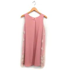 レース ドレス ワンピース ひざ丈 タック ノースリーブ バックジップ 38 コーラルピンク /NT26 N