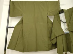 平和屋着物●男性　紬　アンサンブル　色無地　璃寛茶色　正絹　逸品　AABF8165ck