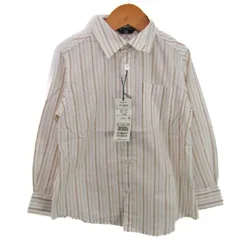 コムサデモードフィユ 長袖シャツ トップス ストライプ柄 未使用品 キッズ 男の子用 110Aサイズ 白×茶 COMME CA DU MODE FILLE