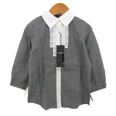 コムサデモードフィユ 長袖シャツ トップス フリル ブラウス 未使用 キッズ 女の子用 100Aサイズ 白×黒 COMME CA DU MODE FILLE