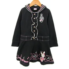 メゾピアノ ワンピース トップス 長袖 セーラーカラー キッズ 女の子用 110サイズ ブラック Mezzo Piano 【中古】