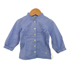 ファミリア 長袖シャツ トップス フリル ブラウス ベビー 女の子用 80サイズ 青×グレー Familiar 【中古】