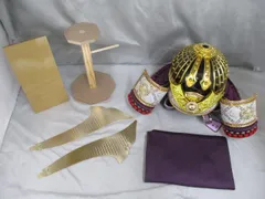  新品 五月人形 着用兜 金 星鉢 紫糸威 平松葉中鍬形 25号 櫃なし/黄金立札 端午の節句 こどもの日