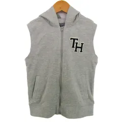 トミーヒルフィガー ベスト ジャケット アウター スウェット フード付き キッズ 男の子用 128サイズ グレー TOMMY HILFIGER 【中古】