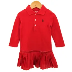 ラルフローレン ポロワンピース トップス 長袖 プリーツスカート ベビー 女の子用 12Mサイズ レッド RALPH LAUREN 【中古】