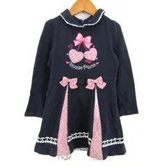 メゾピアノ ワンピース トップス 長袖 リボン キッズ 女の子用 110サイズ ネイビー Mezzo Piano 【中古】