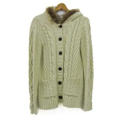 イング カーディガン トップス ニットジャケット ケーブル編み ファー レディース Mサイズ ベージュ INGNI 【中古】