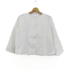 ドゥクラッセ ノーカラージャケット リネン100% アウター 白 レディース 11サイズ ホワイト DoCLASSE 【中古】のサムネイル