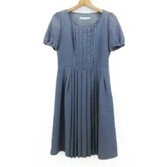 ナチュラルビューティー ワンピース 半袖 リネン混 ブランド トップス レディース 38サイズ ブルー NATURAL BEAUTY 【中古】