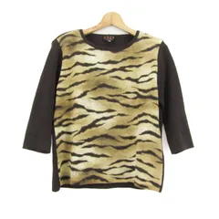 エヴェックスバイクリツィア ニット セーター 7分袖 大きいサイズ ウール トップス レディース 46サイズ ブラウン EVEX by KRIZIA 【中古】