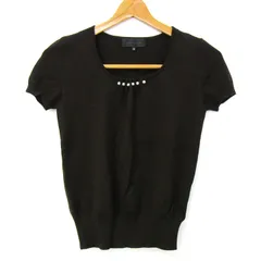 アンタイトル ニット セーター 半袖 ウール100% ブランド トップス 日本製 黒 白 レディース Oサイズ ブラック×ホワイト UNTITLED 【中古】