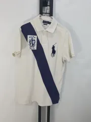 ポロ ラグビーシャツ 半袖 KARA（カラ） BIGポニー 白 新モデルタブ m