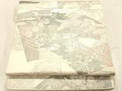 平和屋着物◎六通柄袋帯　扇面御所解紋　プラチナ箔　手織二重箔　正絹　逸品　DABA2464yaのサムネイル