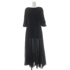 スナイデル snidel ニットドッキングボリュームスリーブワンピース ロング マキシ 七分袖 切替 0 黒 ブラック /MF ■OS