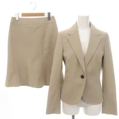 アンタイトル UNTITLED ジャケット スカート セットアップ テーラード シングル ひざ丈 フレア バックファスナー 2 M ベージュ /YQ ■OS