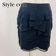 Style com　スタイルコム　11　黒　ブラック　シフォン　美シルエット　ティアードフリル　膝丈スカート 3958