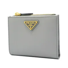 【新品】プラダ 1ML050 CITY CALF TAB GRANITO (グレー系) 財布 二つ折り財布 PRADA レザー トライアングル ミニ ウォレット アウトレット レディース