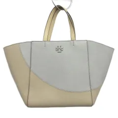 トリーバーチ TORY BURCH マックグロー バケット ハンドバッグ ショルダーバッグ 2WAY バイカラー レザー アイボリー グレー