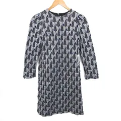 ケイタマルヤマ KEITA MARUYAMA 近年モデル 美品 ワンピース ひざ丈 長袖 総柄 シルバー 1 約S