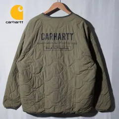 カーハート Carhartt WIP 中綿 キルティングジャケット L 相当 表記 S オリーブ ミリタリーカラー プリント ロゴ刺繍 ワーク テック ストリート オーバーサイズ 古着 H4140