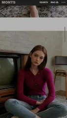 MONTS 몬츠783 ボタン Vネック アンゴラ ニット (PURPLE パープル)