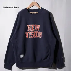 美品 ディスイズネバーザット thisisneverthat スウェット XL ネイビー ネバザ プリント カレッジ ストリート オーバーサイズ 裏毛 パイル 韓国 KOREA 古着 C80100