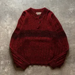 80年代 80s 90年代 90s LONDONFOG OUTDOORS UNLIMITED ロンドンフォグ アウトドアライン メランジ ヘンリーネック ウール ニット 赤 レッドのサムネイル