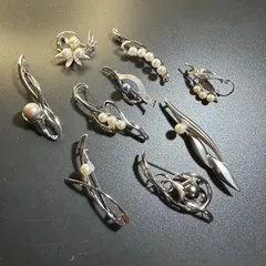 【vintage】9点　SILVER刻印　tasaki 1点含む　パールブローチ　セット売り　GT-W4