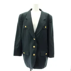 レリアン Leilian テーラードジャケット 金ボタン 3B 総裏地 13+ 深緑 ダークグリーン /ES ■OS