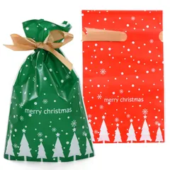 ラッピング 袋 【 マチ付き 巾着袋 ２０枚セット(23×14×マチ6cm) 】 プレゼント 包装紙 （ 誕生日 プチ ギフト に 人気 の ラッピング袋 ） リボン付き 手提げ 巾着（ ハロウィン クリスマス プレゼント用 ）【Relema】 [クリスマス]