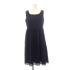フォクシーニューヨーク FOXEY NEW YORK バックギャザードレスワンピース ひざ丈 ノースリーブ 38 青 ブルー 40966 /DF ■OS