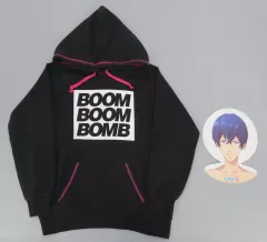 【中古】アウターウェア BOOMBOOMBOMB柄 ビッグロゴパーカ(ビッグフェイスラベル付き)レディースLサイズ 「ドリフェス!×しまむら」