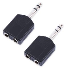 ステレオ標準プラグ 分配プラグ 変換プラグ [ステレオ標準プラグφ6.35mm(オス)→ステレオ標準ジャックφ6.35mm(メス/2口)] [QUDCK] 