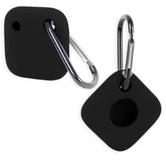 [RITTER] tileカバー スマートタグ （Tile Mate 2022専用 / 2個セット） ｘシリコン ケース 保護カバー 擦り傷防止 紛失防止 軽量 薄型 カラビナ付きｘ (ブラック) [ブラック]