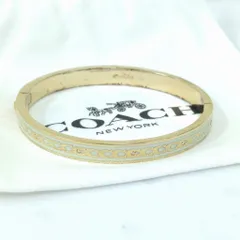 COACH コーチ　シグネチャー　 バングル　ホワイト　ゴールドカラー