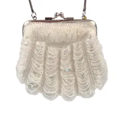 80s ハンドメイド レトロ シェル ビーズ パーティーバッグ