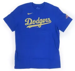 【中古】Tシャツ 大谷翔平#17(ロサンゼルス・ドジャース) ナイキ ネーム＆ナンバーTシャツ ブルー Mサイズ MLBワールドシリーズ優勝記念 2024ゴールドコレクションアイテム