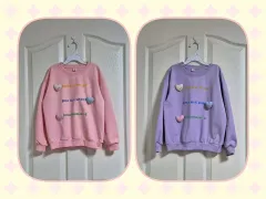 デイリー ピンク+パープル ハート プルオーバー ポリ スウェット 2枚 (140/7-8Y)