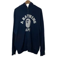 A BATHING APE　ジップアップパーカー　ダブルジップ　フード　裏起毛　プリント　ブランドロゴ　日本製　ストリート　古着