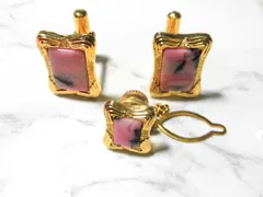 天然石 ロードナイトタイピン・カフスボタンセット　　260101044