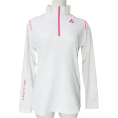 ルコックスポルティフ le coq sportif Golf Collection ゴルフウエア シャツ ハーフジップ ハイネック 長袖 裏起毛 スマートフィット ワンポイント M ホワイト ピンク X
