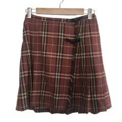 バーバリーブルーレーベル 巻きスカート サイズ38 M レディース ピンク×ライトグリーン×マルチ ミニ/チェック柄/プリーツ