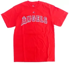 【中古】Tシャツ 大谷翔平#17(ロサンゼルス・エンゼルス) Majestic ネーム＆ナンバーTシャツ レッド Mサイズ 